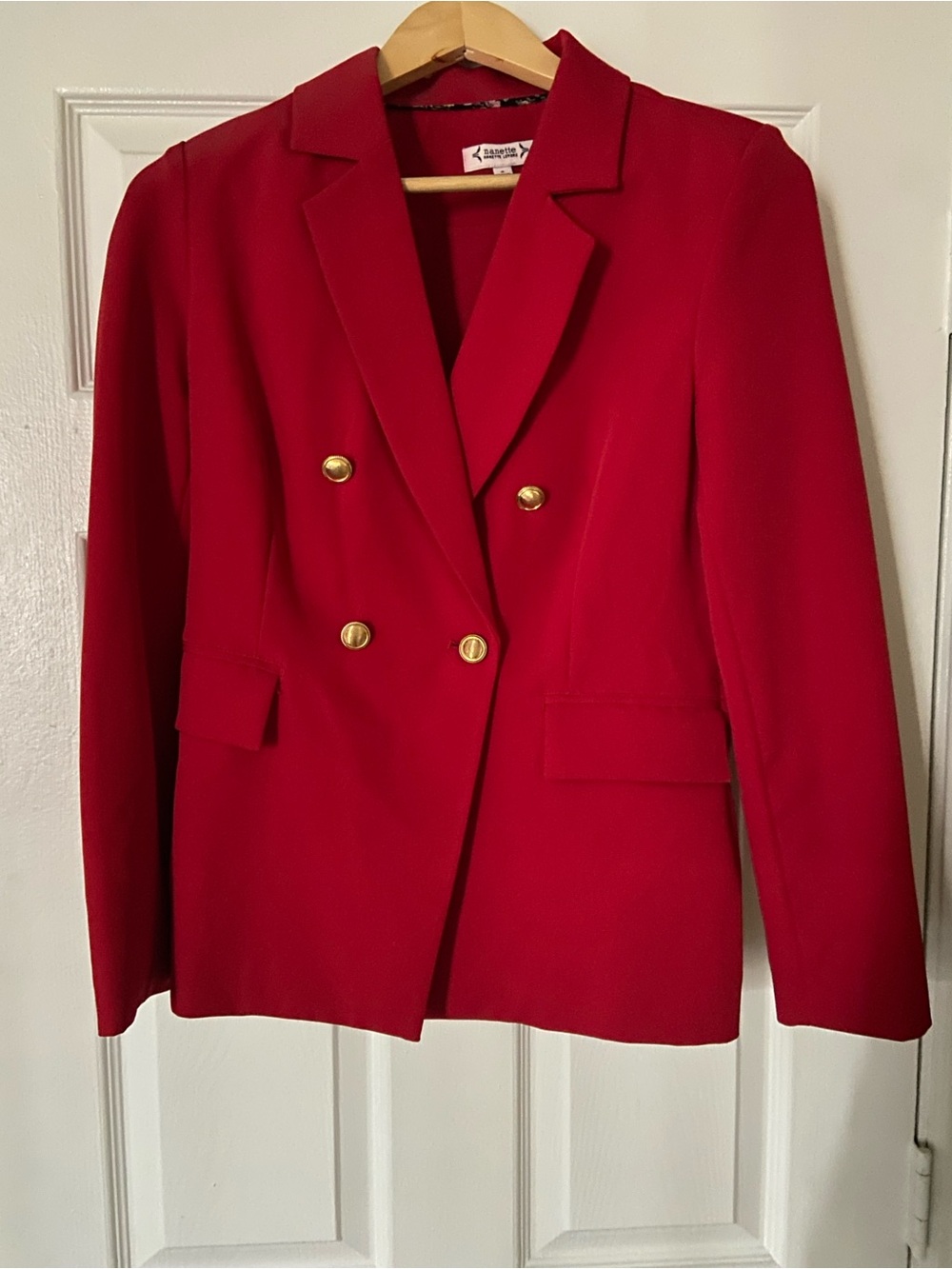 Double-Breasted Red Blazer Jacket